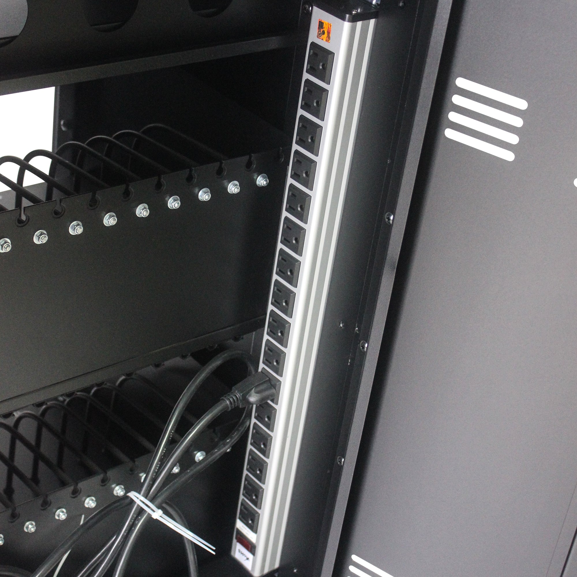 Mobile Charging Cart for Tablets Laptops 35-Device Capacity Matt Black Metal - Grand Goldman