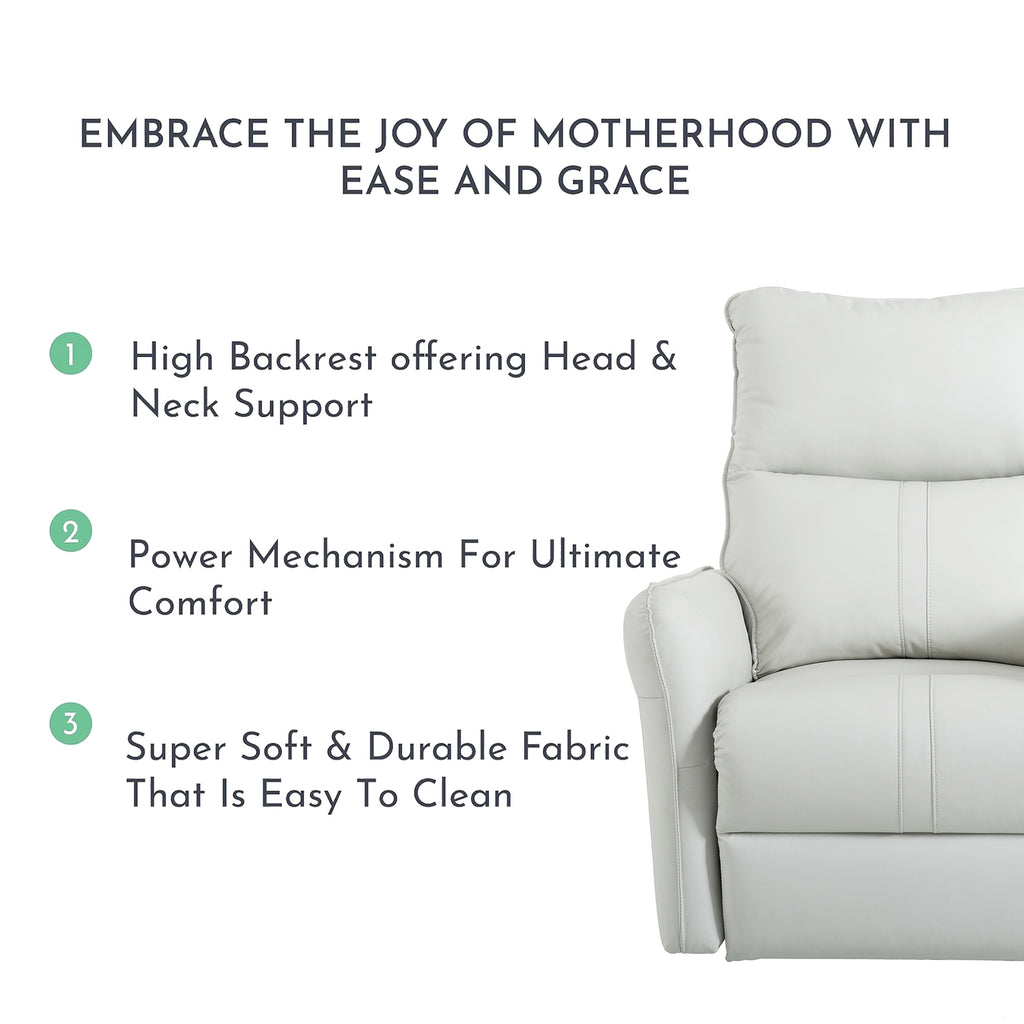 270° Power Swivel Rocker Recliner Chair, PU Leather Electric Glider Reclining Sofa with USB Ports, Power Swivel Glider, Rocking Chair,Nursery Recliners for Living Room Bedroom(Light Gray+270°Swivel) - Grand Goldman Shop