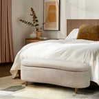 Bailey Boucle Flip Top Storage Bench Taupe Polyester Solid Wood 48x16.5x18 inches - Grand Goldman Shop