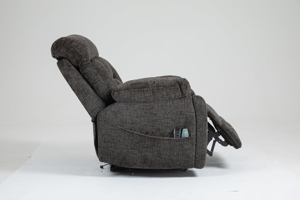 Old age electric lift chair, flat high density foam electric sofa, with heating and massage functions, can tilt to 180 degrees, 2 pocket cup holders, 2 remote controls, 4 OKIN motors - Grand Goldman Shop