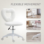 Office Task Chair, Heart Chair with Swivel Wheels, White | Premium Home Decor - Grand Goldman