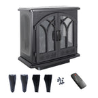Classical 24-Inch 3D Flame Electric Infrared Quartz Fireplace Stove with Remote Control, Antique Black, Tempered Glass & Sheet Metal - Grand Goldman Shop