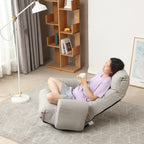 Modern Gray with Metal Frame Swivel Game Lounge Chair with Adjustable Headrest and Waist Support – 360-Degree Rotatable Leisure Chair for Living Room - Grand Goldman Shop