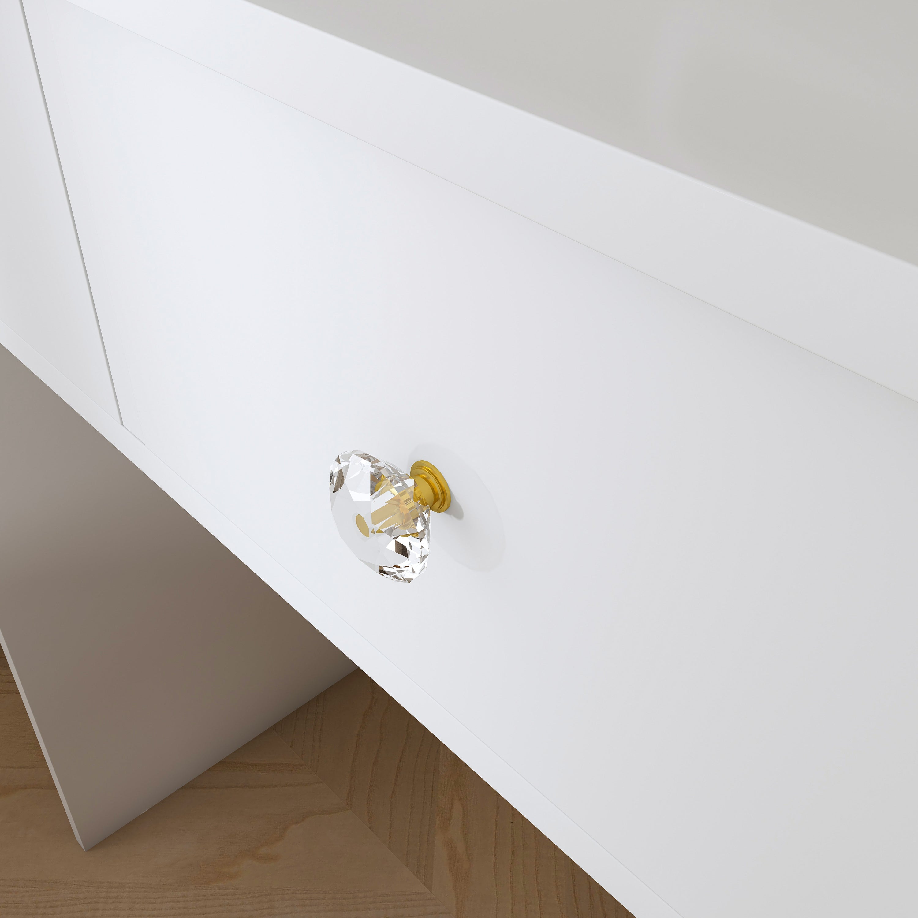 Modern White Vanity Desk with 3 LED Lighting Modes, 3 Drawers, Open Shelves, Hair Dryer Holder, and Dressing Chair - MDF Construction - Grand Goldman Shop