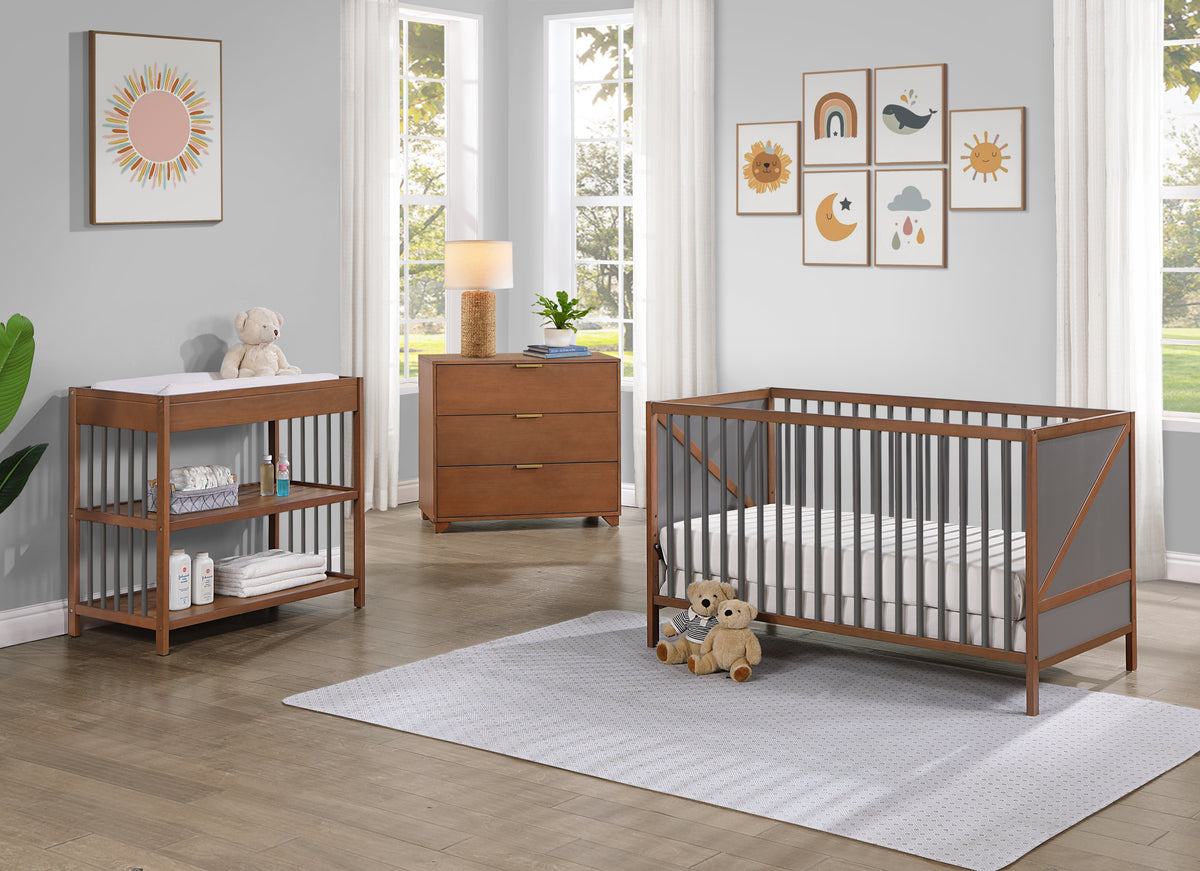 Pixie Zen 3-in-1 Crib in Walnut/Charcoal | Premium Home Decor - Grand Goldman