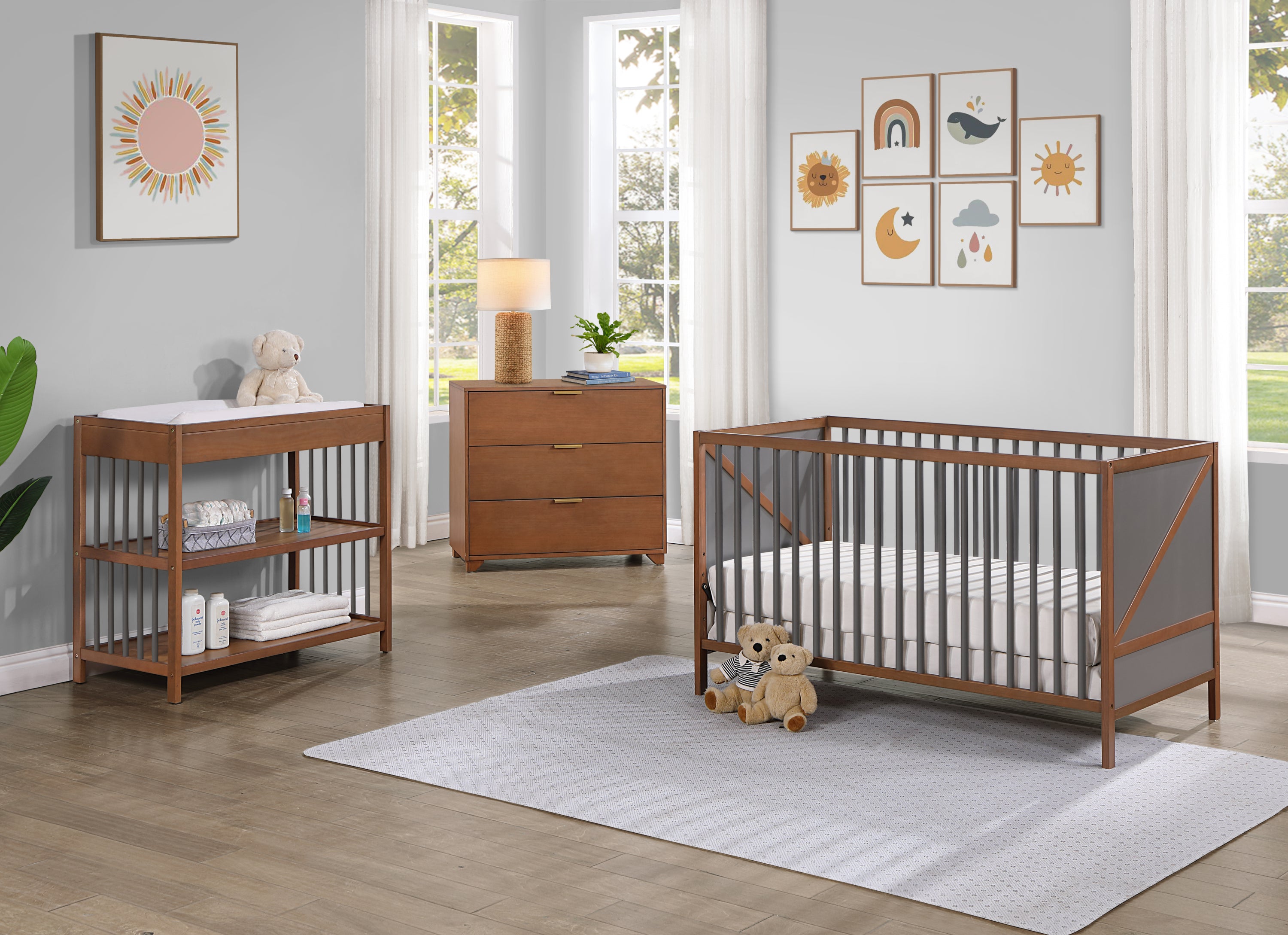 Pixie Zen 3-in-1 Crib in Walnut/Charcoal | Premium Home Decor - Grand Goldman