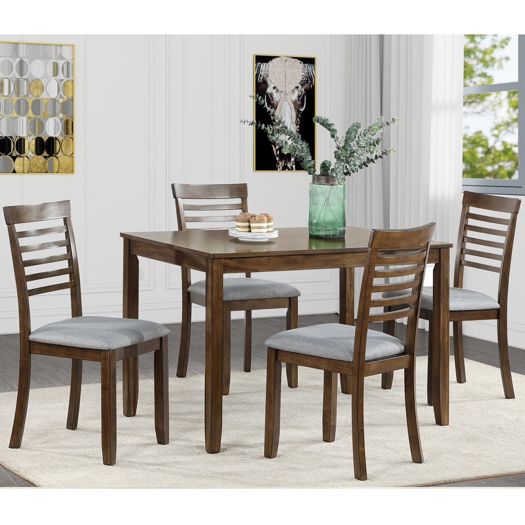 5PCs Modern Dining Set, Rectangular Wooden Dining Table with 4 Upholstered Chairs for Kitchen, Dining Room, Walnut - Grand Goldman Shop