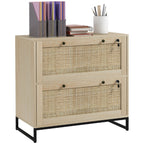 Vinsetto 2 Drawer File Cabinet with Lock, Vertical Filing Cabinet with Keys, Rattan Drawers and Adjustable Hanging Bar for Le