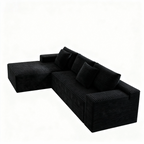 104.3*68.9'Modular sectional sofa seat,Upholstered compressed couch for living room,Bedroom,Apartment,No assembly required,2PC free combination,Plush corduroy fabric,BLACK - Grand Goldman Shop
