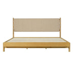 Modern King Bed Frame Set with 2 Nightstands, Beige Wood Platform Bed with Headboard and Matching Bedside Tables for Bedroom - Grand Goldman Shop