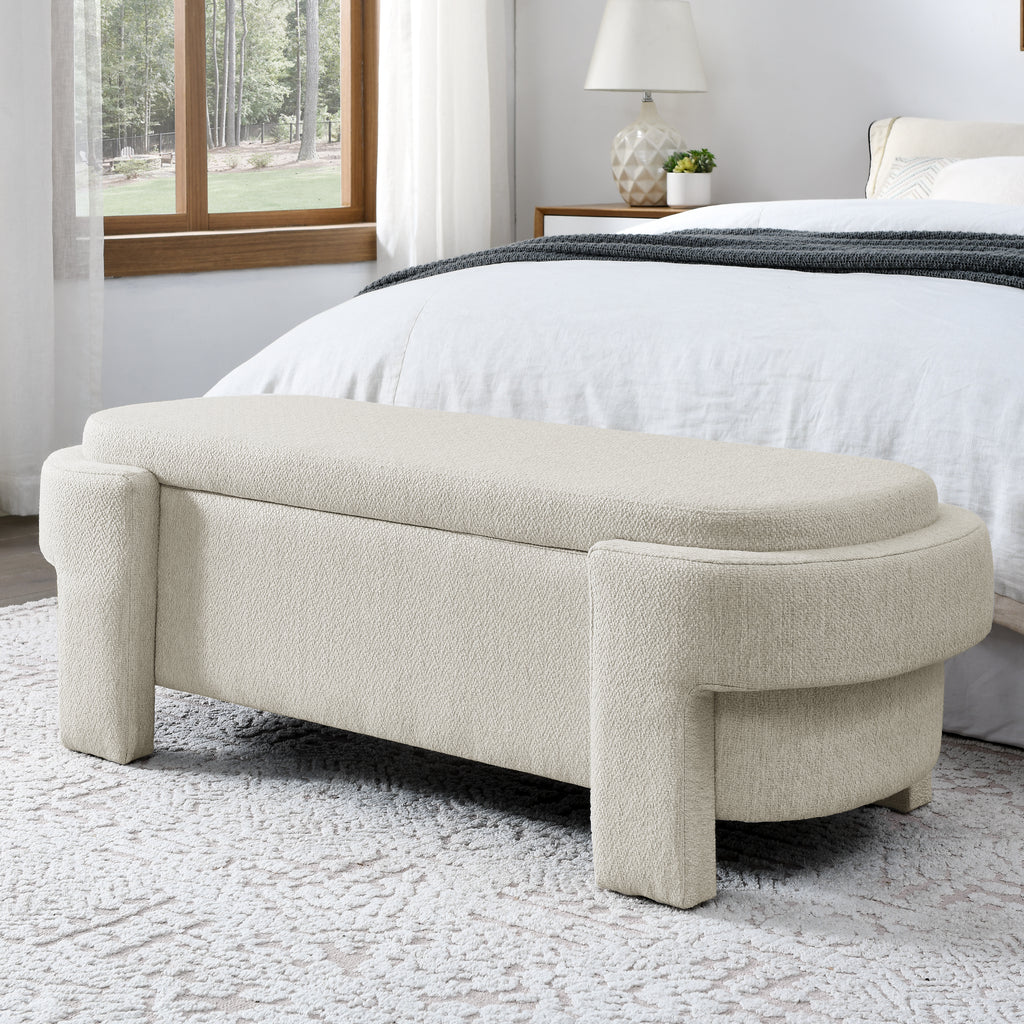 Linen Fabric Upholstered Bench with Large Storage Space for the Living Room, Entryway and Bedroom,Beige,( 51.5''x20.5''x17'' ) - Grand Goldman Shop
