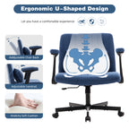 Modern Linen Blue Criss Cross Armrest Office Chair with Foldable Design, Soft Velvet Fabric, 36.6-Inch Height - Grand Goldman