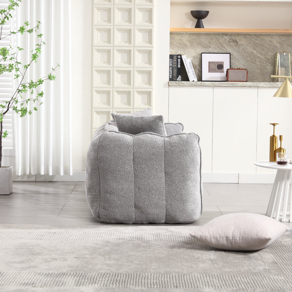 Cozy Beanbag Chair with High Resilience Foam Core for Two - Grey Chenille, 66x35x25 inches - Grand Goldman Shop