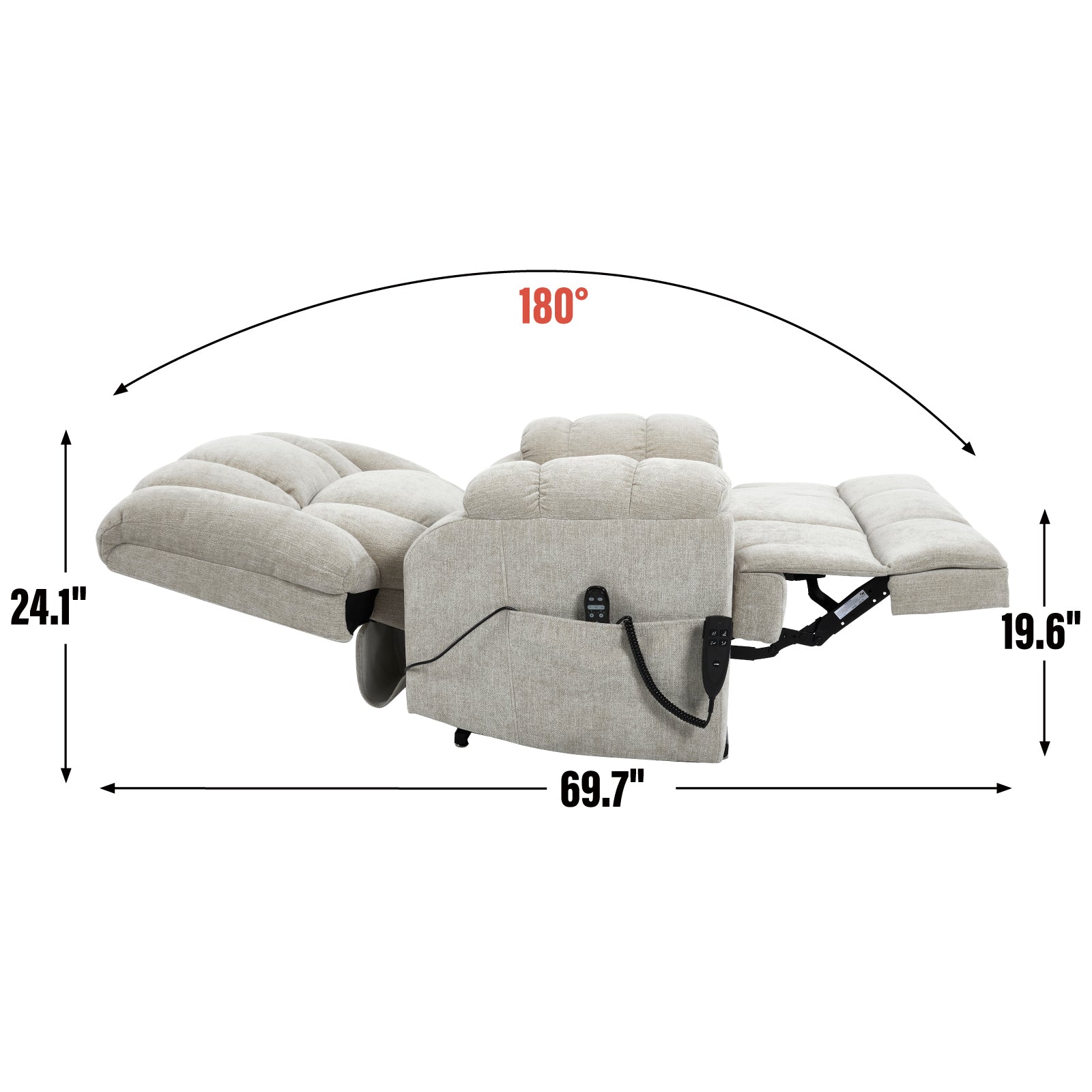 Dual Motor Heat Massage Infinite Position Up to 350 LBS Electric Power Lift Recliners with Power-Remote, Medium-firm and Heavy Duty, Beige - Grand Goldman Shop