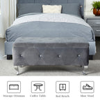 Tufted Storage Ottoman Bench For Bedroom End Of Bed Large Upholstered Storage Benches Footrest With Crystal Buttons For Living Room Entryway (Grey) - Grand Goldman Shop