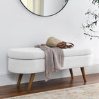 Ottoman Oval Storage Bench,Rubber Wood Legs,White(43.5'x16'x16') - Grand Goldman Shop
