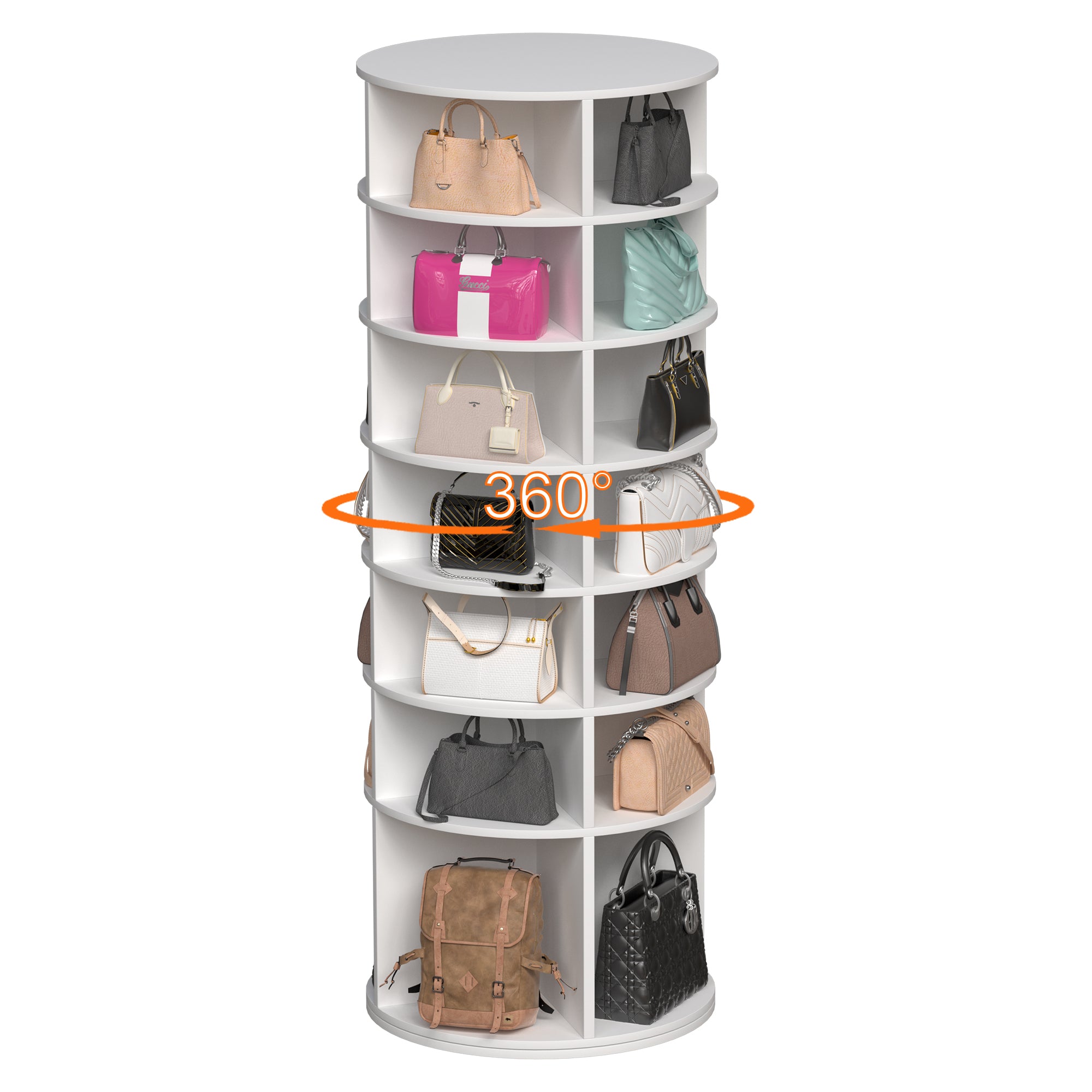 Rotating Shoe Rack Tower, 7-Tier Spinning Shoe Rack, Free Standing 360° Revolving Shoe Organizer,  High Bottom Design Shoe Tower Spinning Storage Lazy Susany, Fits 28 Pairs of Shoes (7-Tier White) - Grand Goldman Shop