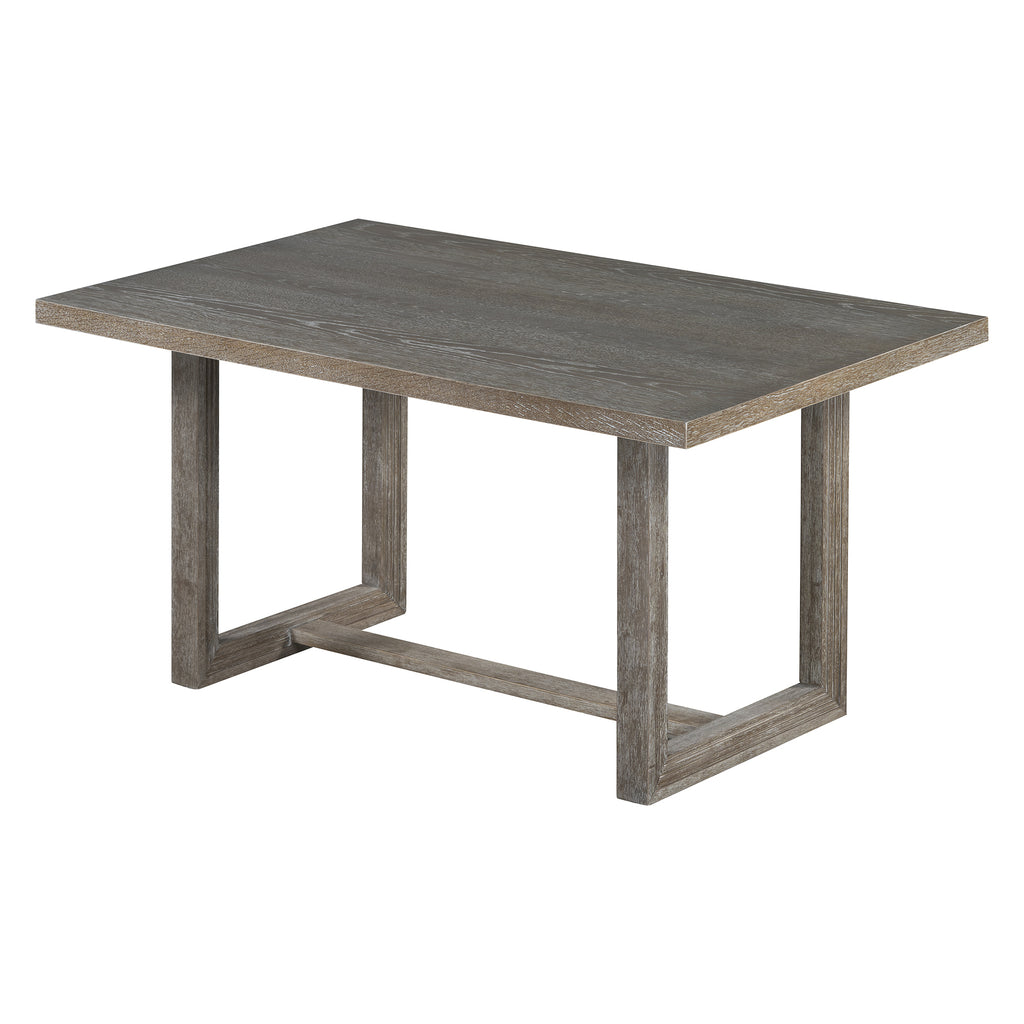 TREXM 6-Piece Retro Dining Table Set for 6, 60' Wood Kitchen Table and Chairs Set of 4 with Bench Designed Trestle Base for kitchen & Dining Room (Gray) - Grand Goldman Shop