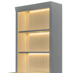 83.4'Tall Bookshelf with 3 pieces LED Lighting, Modern Bookcase with 2 Doors and 1 Drawer,Storage Bookcase with Open Shelves for Living Room,Home Office,White - Grand Goldman Shop