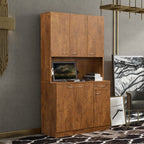 70.87' Tall Wardrobe& Kitchen Cabinet, with 6-Doors, 1-Open Shelves and 1-Drawer for bedroom,Walnut - Grand Goldman Shop