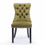 Nikki Collection Modern, High-end Tufted Solid Wood Contemporary Velvet Upholstered Dining Chair with Wood Legs Nailhead Trim 2-Pcs Set,Olive-Green,SW2001OL - Grand Goldman Shop