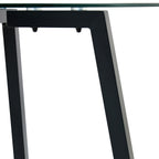 Modern simple style round transparent tempered glass table, tempered glass table top, black metal legs, suitable for kitchen, dining room and living room, 42 '*42' *29.5 '1123r - Grand Goldman Shop