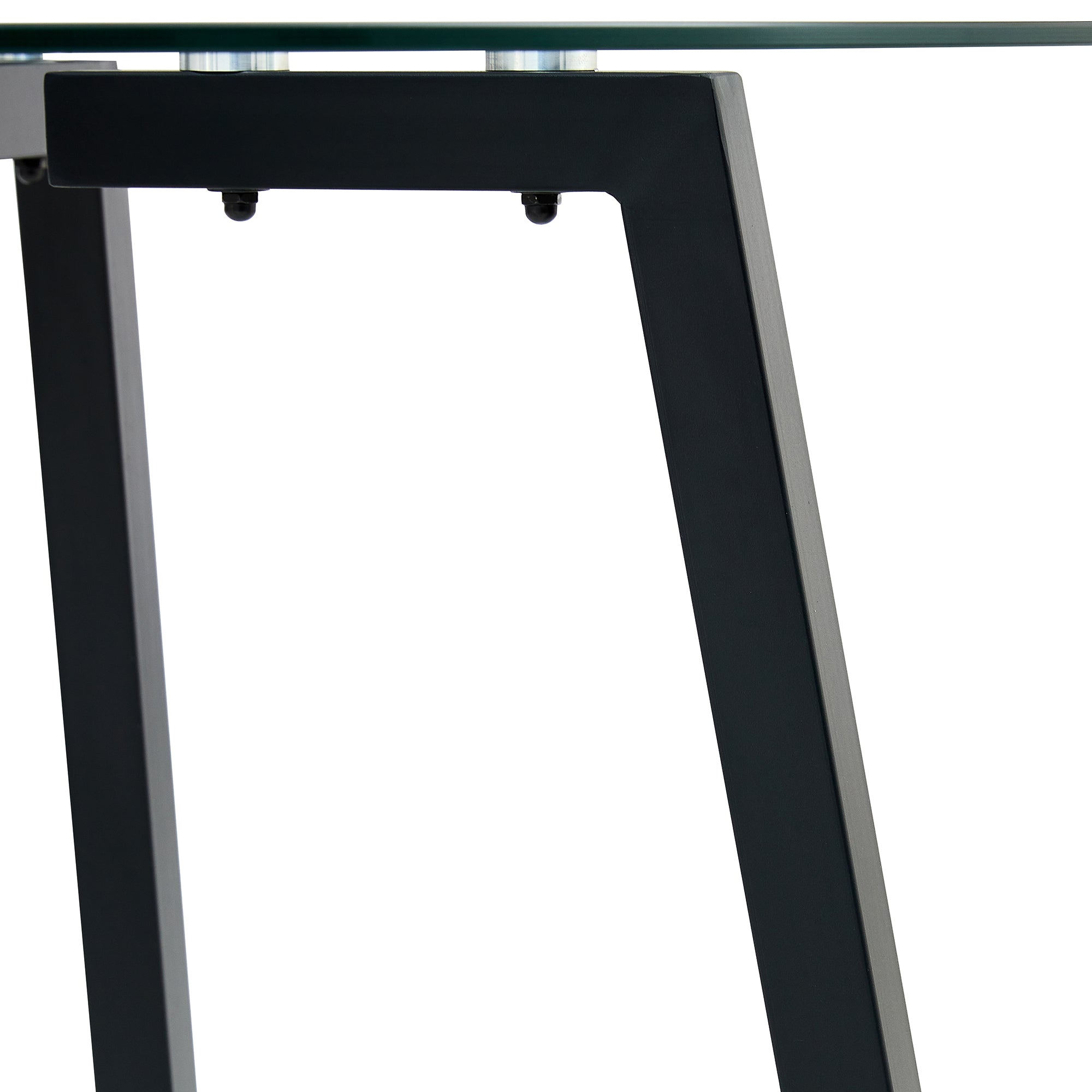 Modern simple style round transparent tempered glass table, tempered glass table top, black metal legs, suitable for kitchen, dining room and living room, 42 '*42' *29.5 '1123r - Grand Goldman Shop