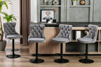 A&A Furniture,Swivel Velvet Barstools Adjusatble Seat Height from 25-33 Inch,17.7 inch base, Modern Upholstered Bar Stools with Backs Comfortable Tufted for Home Pub and Kitchen Island,Gray,Set of 2 - Grand Goldman Shop