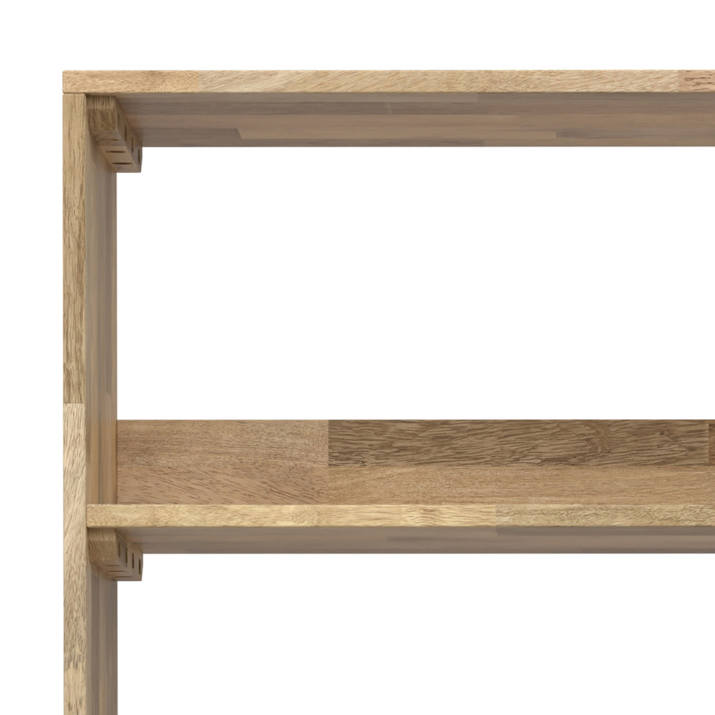 Hunter Tall Bookcase in Natural Finish with Black Metal Legs, Solid Mango Wood, 14D x 24W x 64H inches - Grand Goldman
