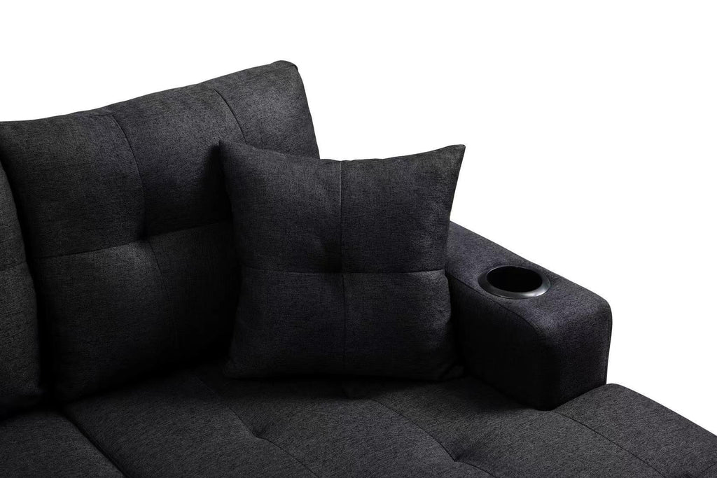 MEGA right sectional sofa with footrest, convertible corner sofa with armrest storage, living room and apartment sectional sofa, right chaise longue and grey - Grand Goldman Shop