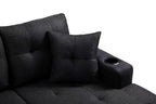 MEGA right sectional sofa with footrest, convertible corner sofa with armrest storage, living room and apartment sectional sofa, right chaise longue and grey - Grand Goldman Shop
