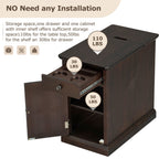 U-Can Classic Vintage Livingroom End Table Side Table with USB Ports and One Multifunctional Drawer with cup holders, Antique Espresso (Old SKU: WF296294AAP) - Grand Goldman Shop