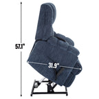 Dual Motor Heat Massage Infinite Position Up to 350 LBS Electric Power Lift Recliners with Power-Remote, Medium-firm and Heavy Duty, Blue - Grand Goldman Shop