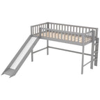 Twin Size Low Loft Bed with Ladder and Slide, Gray(OLD SKU:WF196418AAE) - Grand Goldman Shop