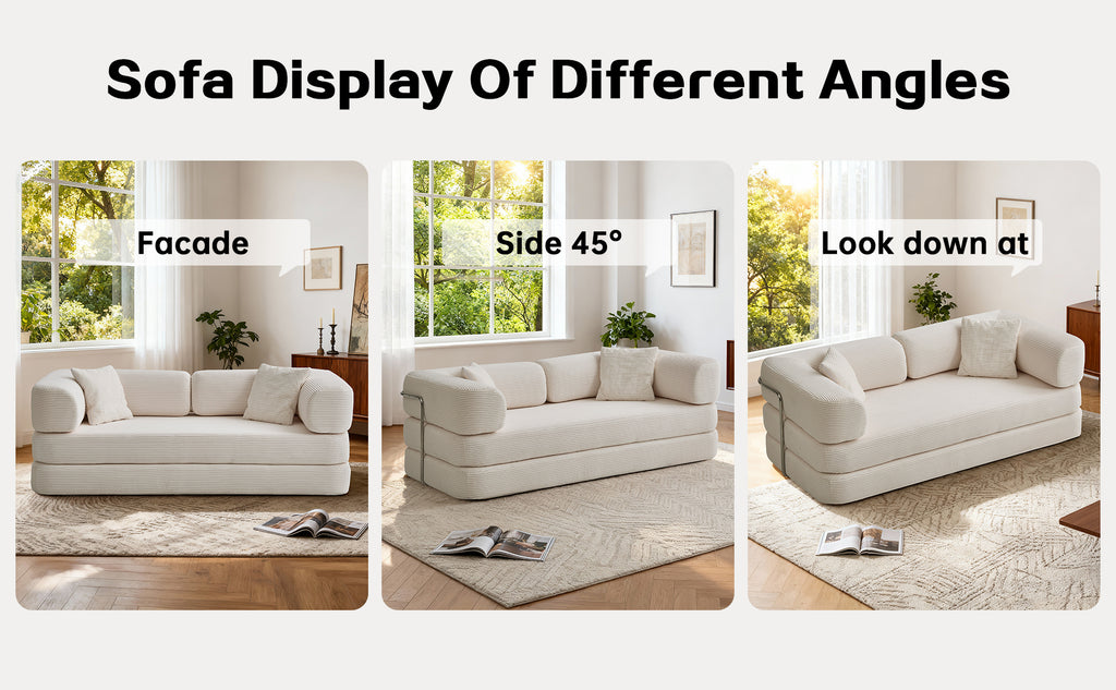 Floor Couch,Compressed Sofa,Convertible Floor Sofa Bed with Convertible Blanket Pillow,Enhanced frame stability,Comfy Couch Lounge Sleeper Bed,for Living Room Bedroom - Grand Goldman Shop