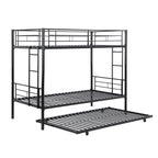 Modern Twin Over Twin Metal Bunk Bed with Trundle Black Durable Space-Saving Design - Grand Goldman Shop