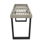 Intrinsic Outdoor Dining Bench with Iron Legs and Slat Top, Black+ Gray - Grand Goldman Shop