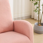 27.2'W Rocking Chair for Nursery, Sherpa Glider Chair with High Back and Side Pocket, Rocking Accent Armchair with Rubber Wood Legs for Living Room/Bedroom.Pink - Grand Goldman Shop