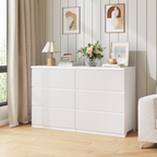 Modern White 6 Drawer Dresser, Wave Panel Drawer Fronts, Storage Cabinet, Versatile Chest of Drawers for Bedroom, Living Room - Sleek & Spacious Home Storage Solution - Grand Goldman Shop