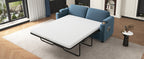 Navy Blue Corduroy Sleeper Sofa Loveseat with Full Size Mattress, USB Ports, Cup Holders, Side Pockets and Phone Holder - Grand Goldman Shop