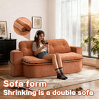 Modern Floor Sofa with 2 Pillows,Convertible Corduroy Fabric Foam-Filled Sleeper Sofa Bed, no assembly required,Convertible Sofa Cushion Unfolds into Quilt,Folding Mattress for Living Room,Playroom - Grand Goldman Shop