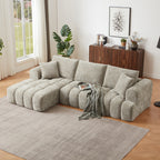 Chenille L-Shape Luxury Sectional Oversized Sofa,Mnimalist Design,Comfy Sleeper Couch for Living Room,Apartment&Reception Spaces,No Assembly Required - Grand Goldman Shop
