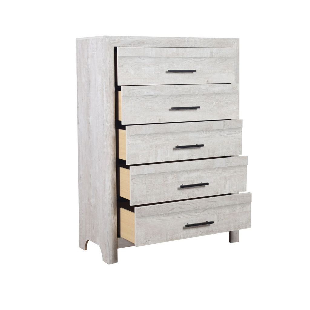 DENVER Modern Full 5PC Bedroom Set Made with Wood in Natural Finish, Full Size Bed & Storage Furniture - Grand Goldman Shop