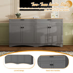 ON-TREND 3-Piece Farmhouse Entertainment Center with Storage Cabinet for TVs Up to 70', Mid-Century TV Stand with Bookshelf, Rustic Versatile Sideboard with Adjustable Shelves for Living Room, Grey - Grand Goldman Shop
