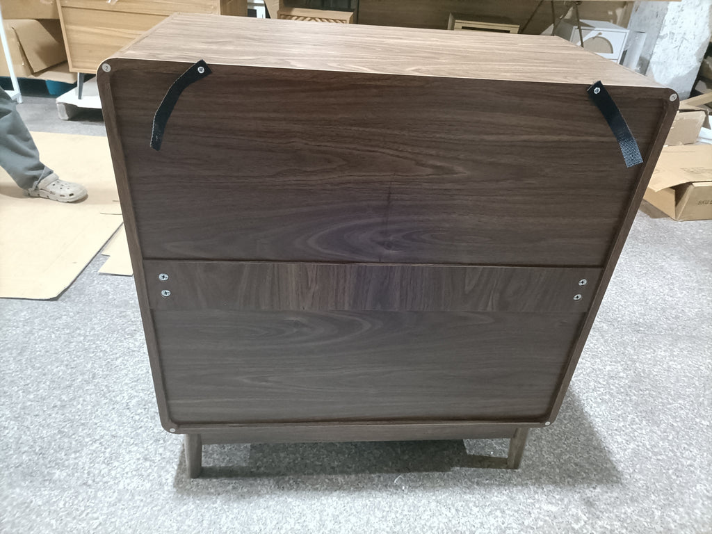 Modern Sideboard Buffet Cabinet with Carved 2 Doors and Adjustable Layer Board for Living Room and Kitchen, Walnut, MDF - Grand Goldman Shop