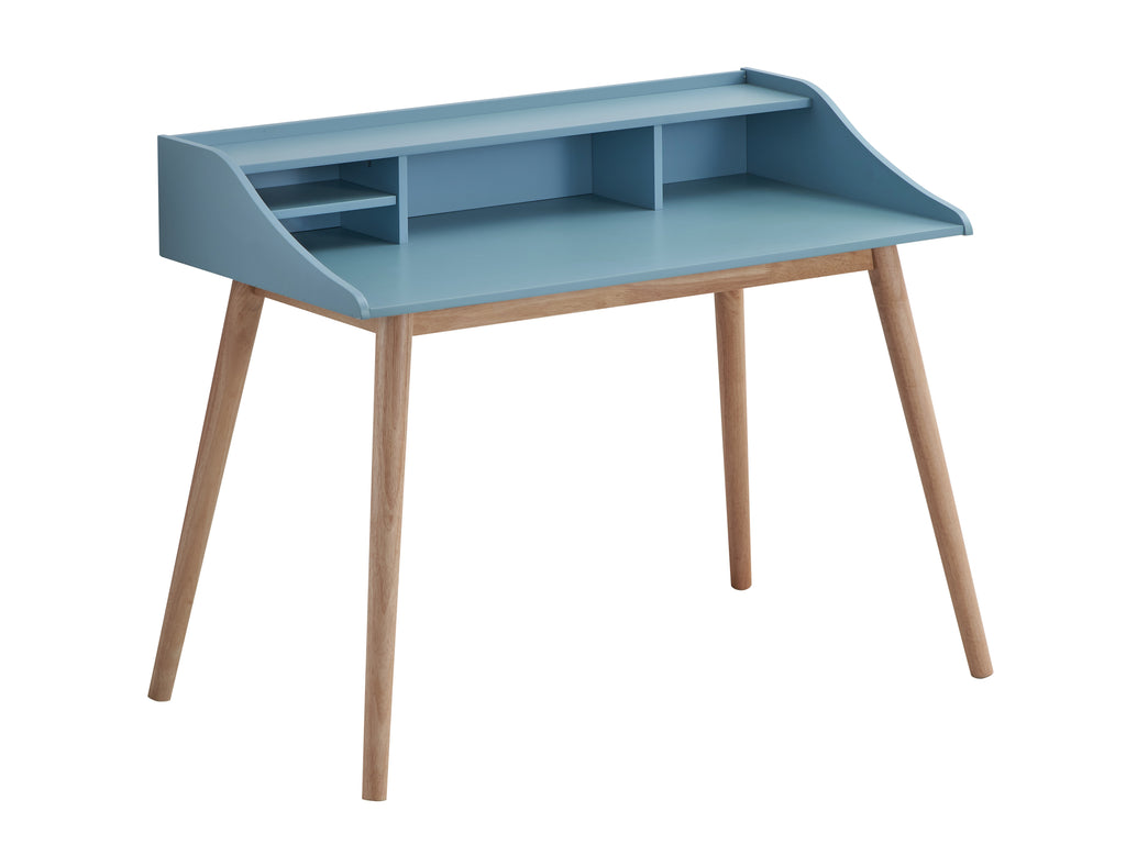 Roskilde Mid-Century Modern Wood Writing Desk with Hutch, Blue | Premium Home Decor - Grand Goldman