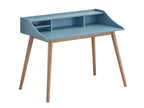 Roskilde Mid-Century Modern Wood Writing Desk with Hutch, Blue | Premium Home Decor - Grand Goldman