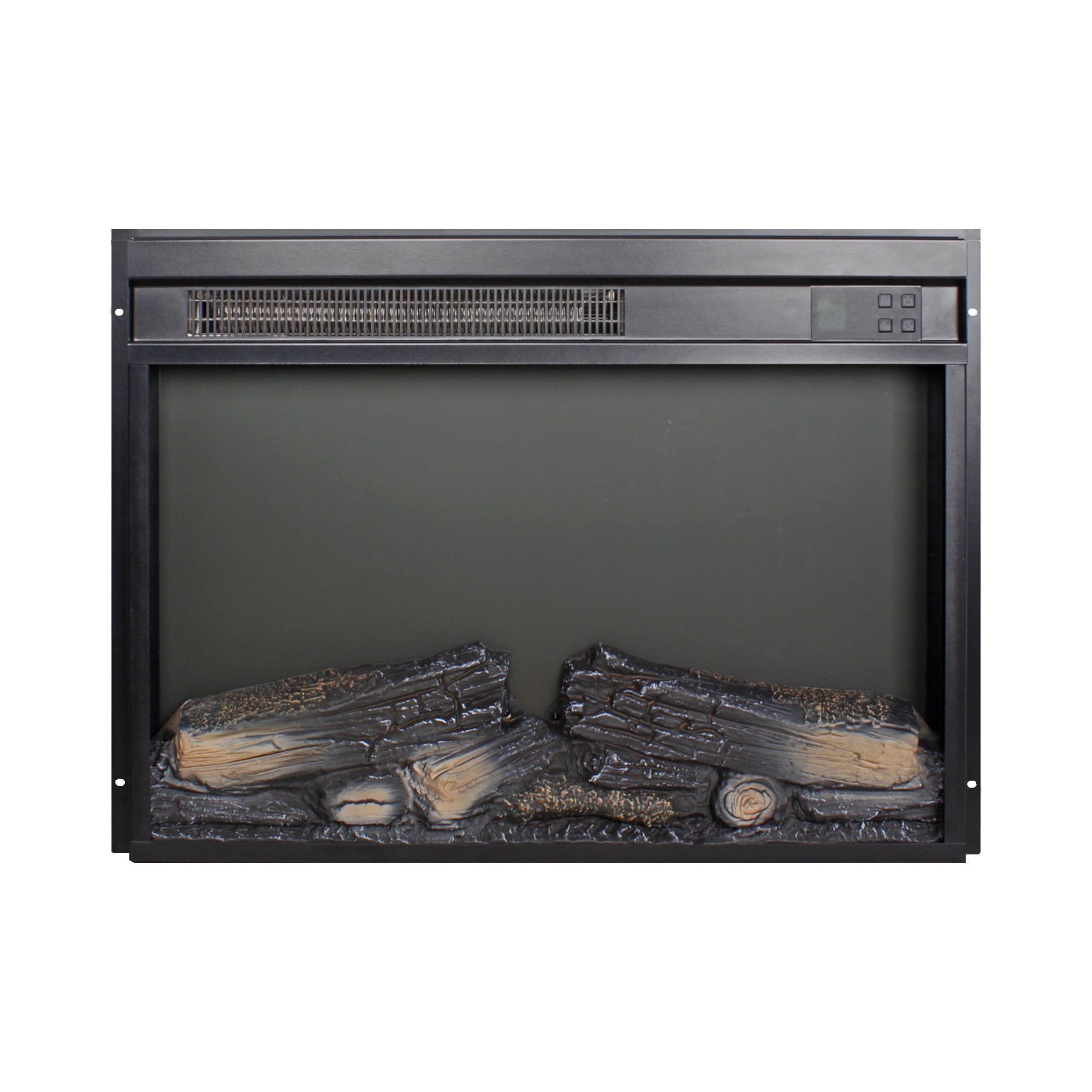 23 inch electric fireplace insert, ultra thin heater with log set & realistic flame, remote control with timer, overheating protection - Grand Goldman Shop