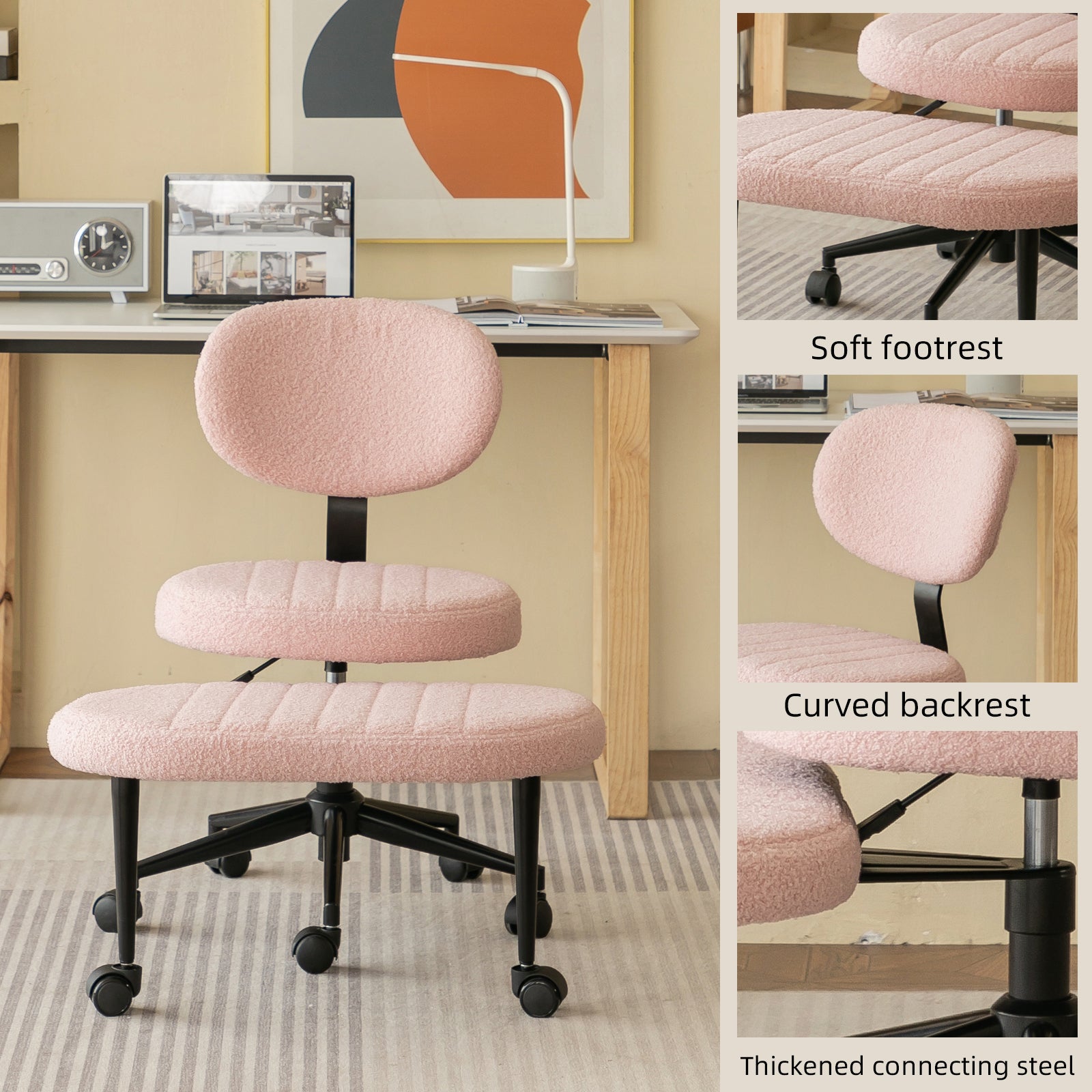 Ergonomic Office Chair – Multi-Position Cross Legged Design for Adults, Swivel Meditation & ADHD Fidget Desk Chair in Soft Bl