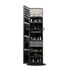 360°Swivel Jewelry Cabinet with Full Length Mirror, 360°Rotating Standing Jewelry Armoire Organizer, Lockable Storage Cabinet, Interior Lighted Mirror, Black - Grand Goldman Shop